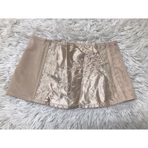 VINTAGE 1970s 1980 Lg nude Cincher Boned Corset Boudoir Slimming embroidery Wais